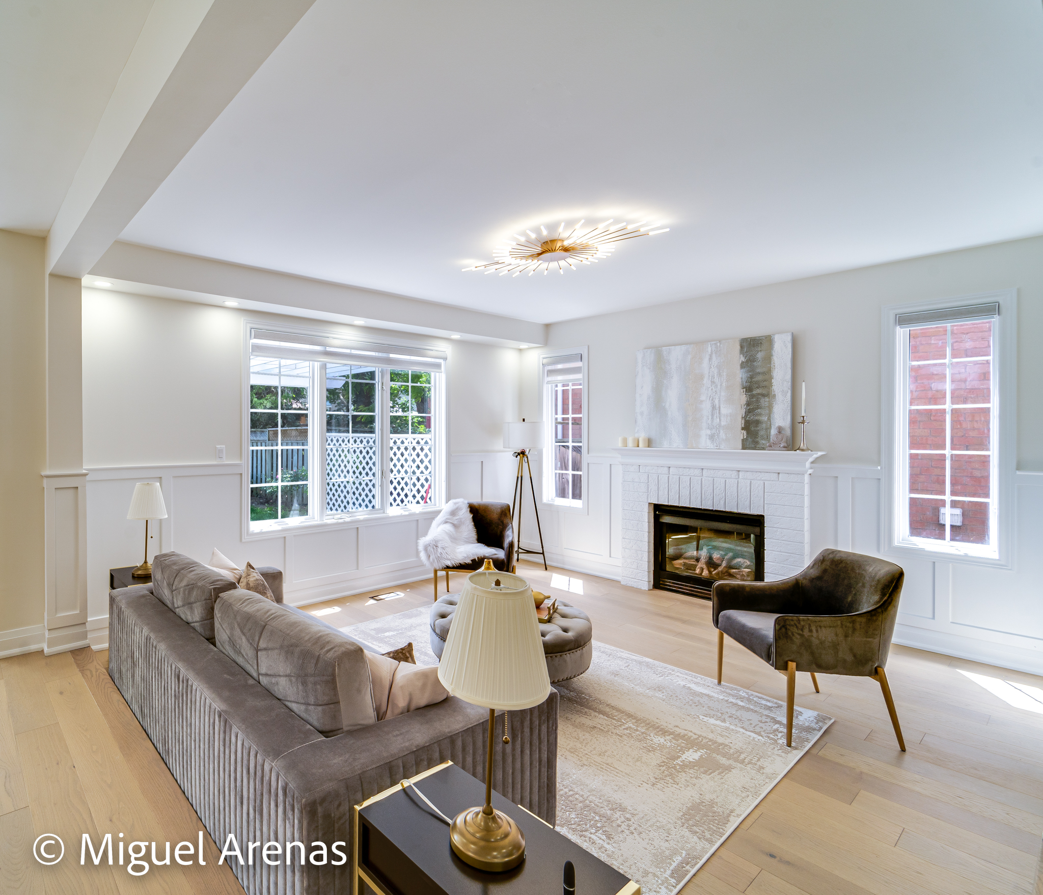 HDR architectural photography of a bright living room in a King West condo, Toronto